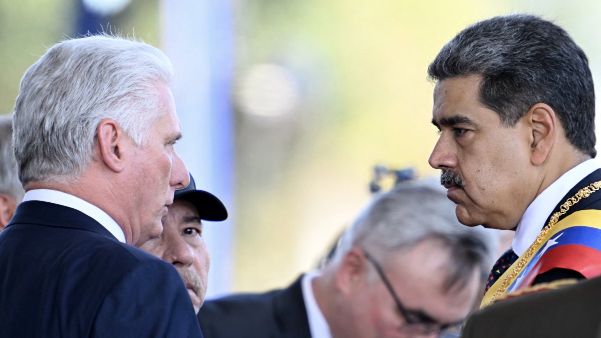 Former Venezuelan dictator Nicolas Maduro and Cuban dictator Miguel Diaz-Canel.