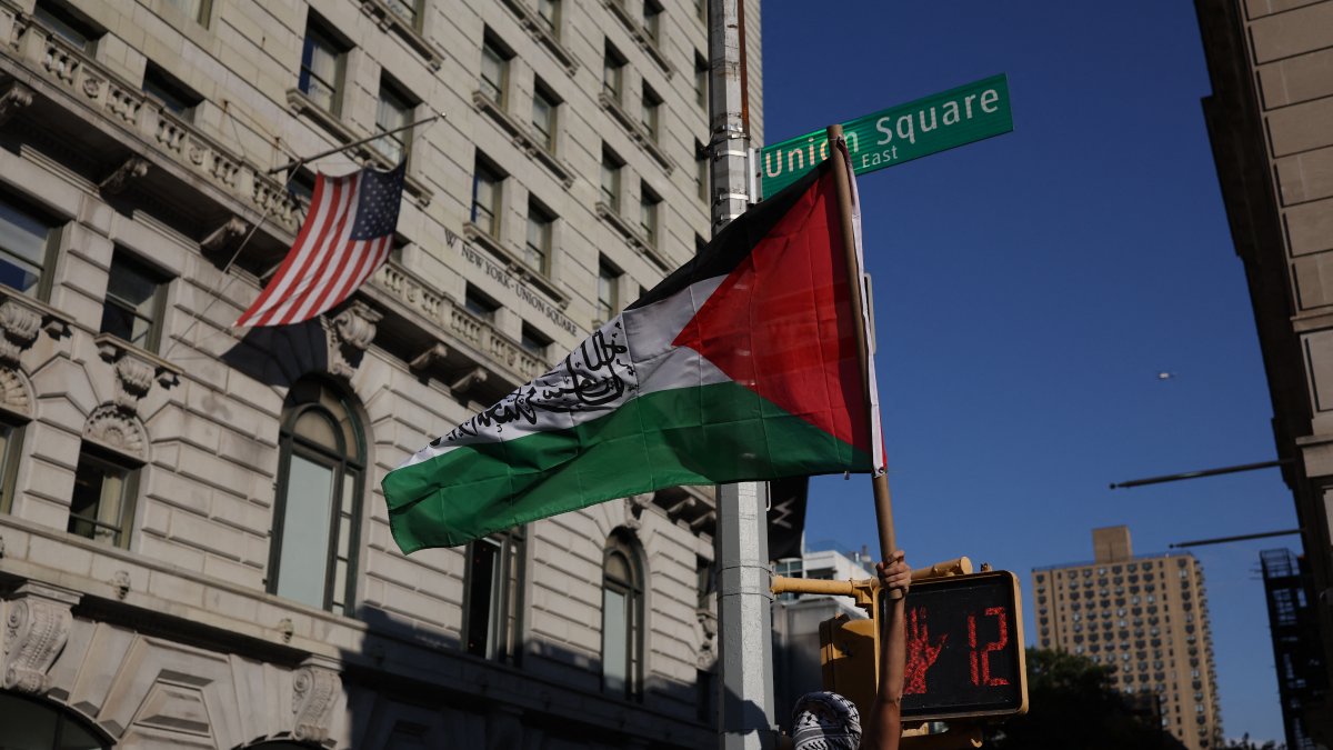 Manifestantes propalestinos en Nueva York