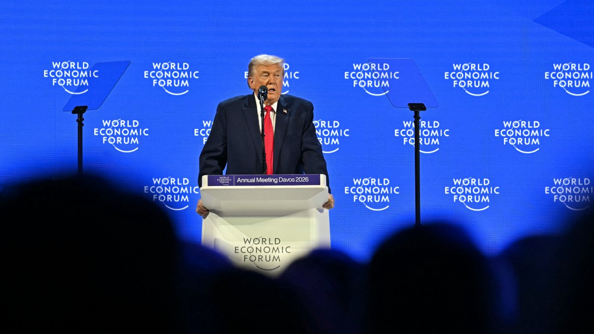 Trump at the World Economic Forum/ Fabrice Coffrini