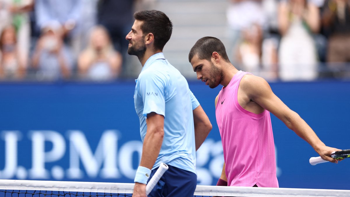 Spain's Carlos Alcaraz and Serbia's Novak Djokovic.