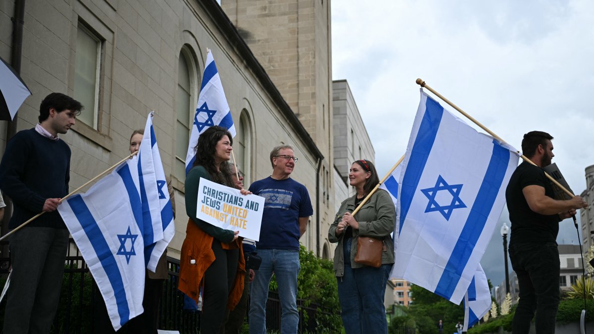 Civilians at a pro-Israel march in Washington, D.C./ Drew Angerer