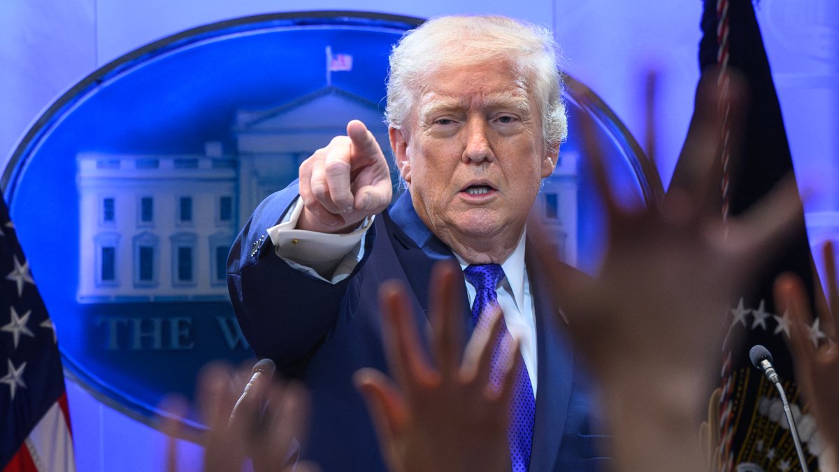US President Donald Trump speaks during a press conference