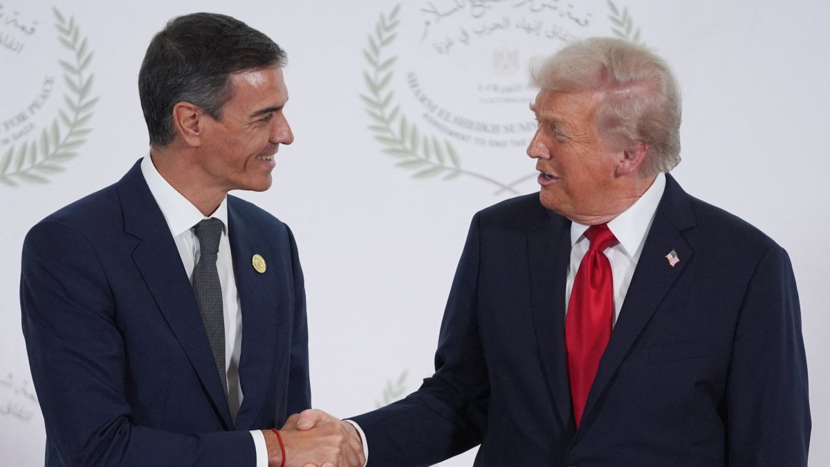 Pedro Sánchez and Donald Trump, during a meeting in 2025. File image