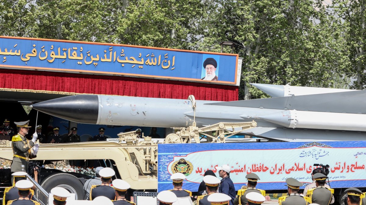 A truck carries a missile during a military parade in Tehran (Files)