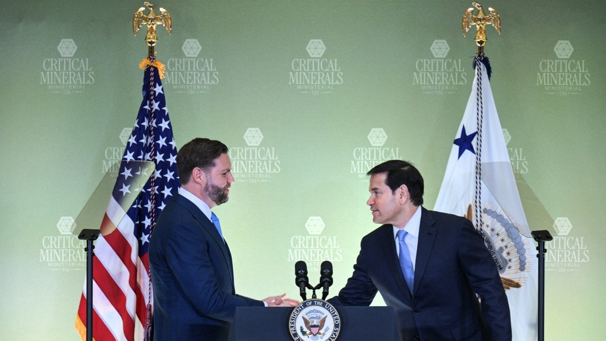 JD Vance shakes hands with Secretary of State Marco Rubio