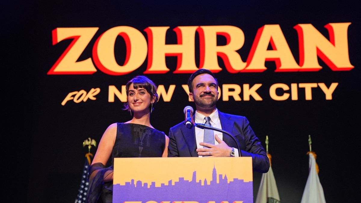 El alcalde de Nueva York, Zohran Mamdani, y su esposa, Rama Duwaji.