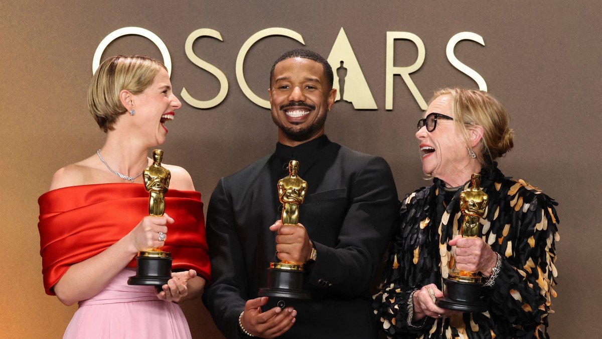 Jessie Buckley, Michael B. Jordan and Amy Madigan celebrate their Oscars