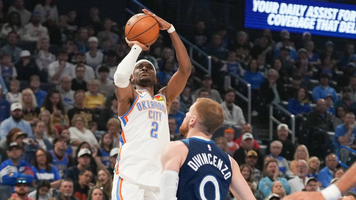 SGA launches against the Timberwolves.