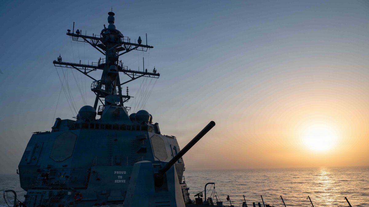The destroyer USS Pinckney, during Operation Epic Fury.