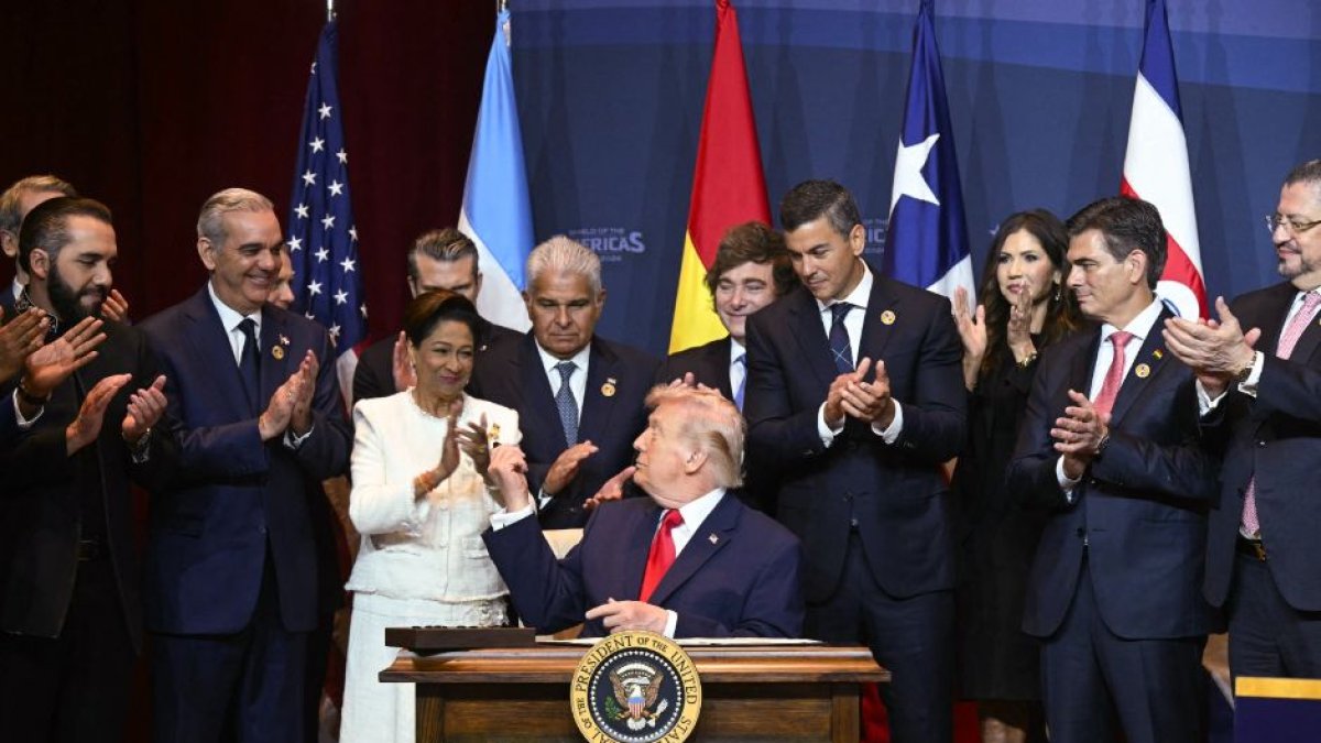 Trump junto a otros líderes derechistas de América Latina y el Caribe.