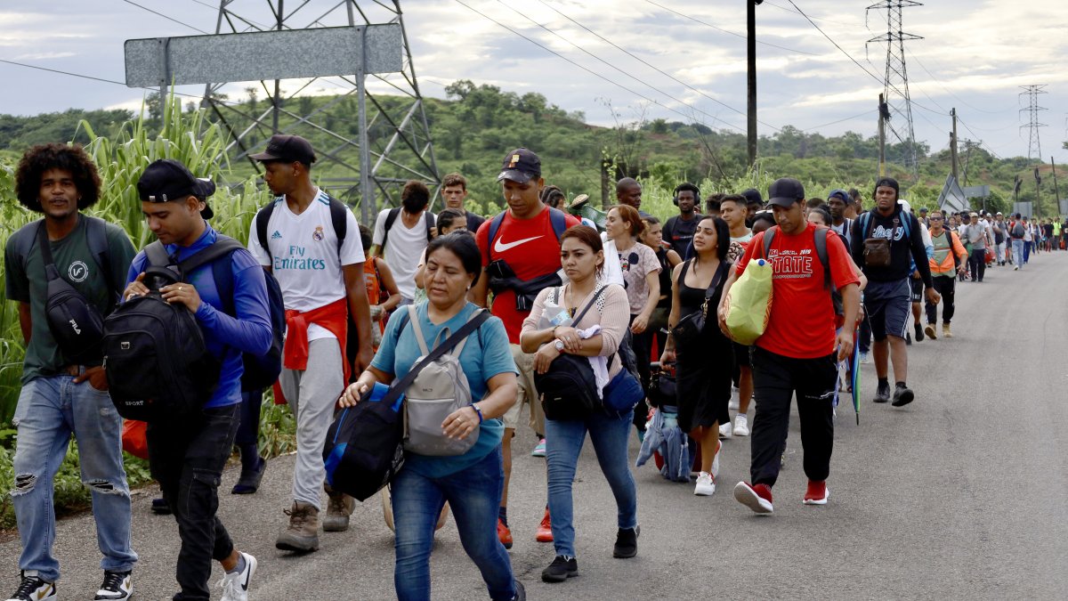 Around 300 migrants of different nationalities in a caravan heading to the U.S.