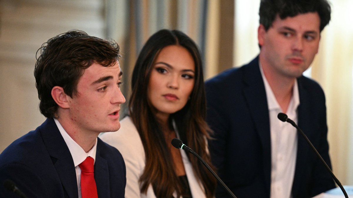 Journalist Nick Shirley speaks during a panel discussion on Antifa.