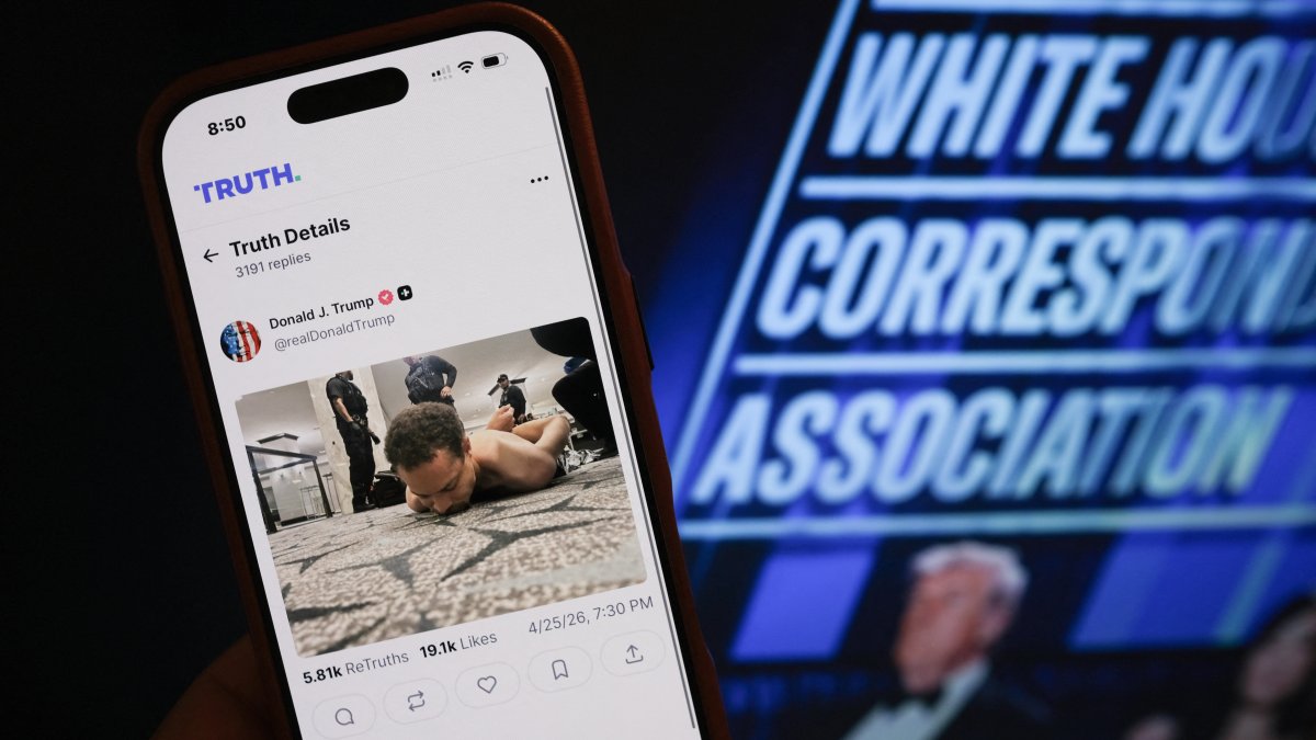 Image from President Trump's social app with photo of the alleged assailant (File).