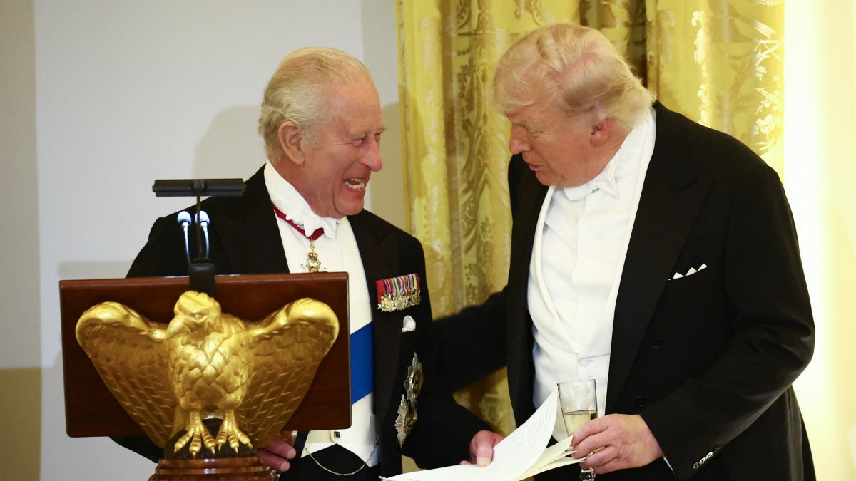 Donald Trump and King Charles III during the state dinner.