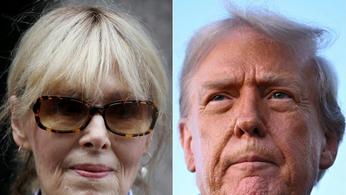 This combination of images shows E. Jean Carroll and Donald Trump