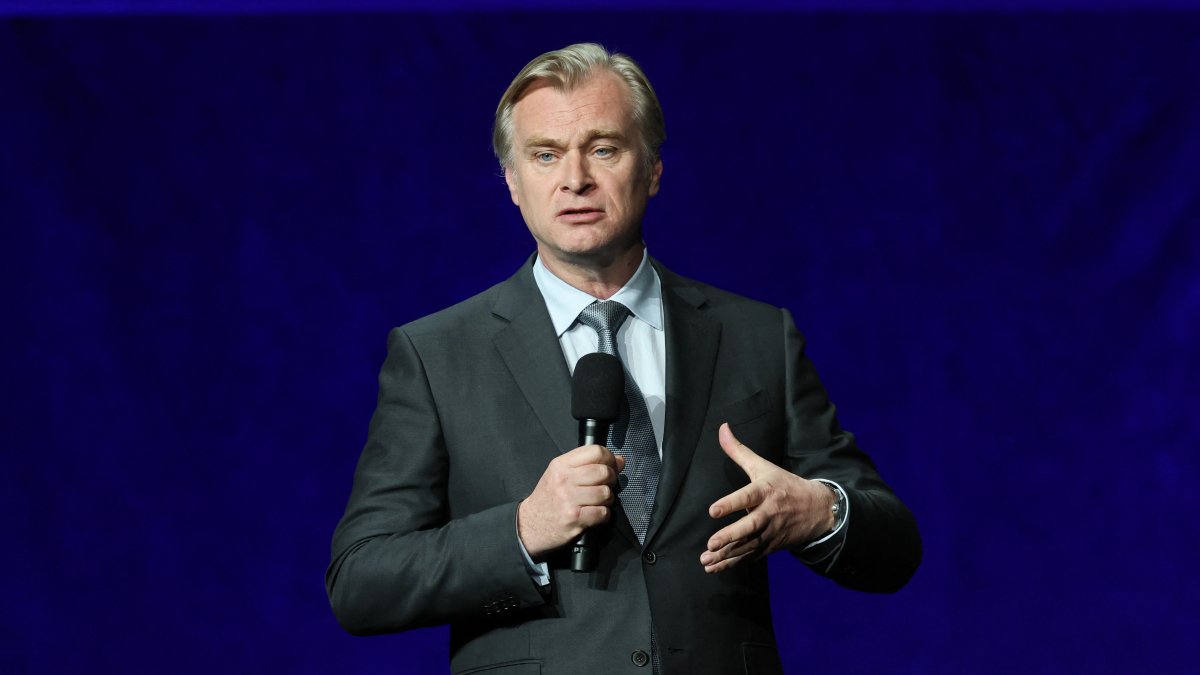 Christopher Nolan speaks at an event.