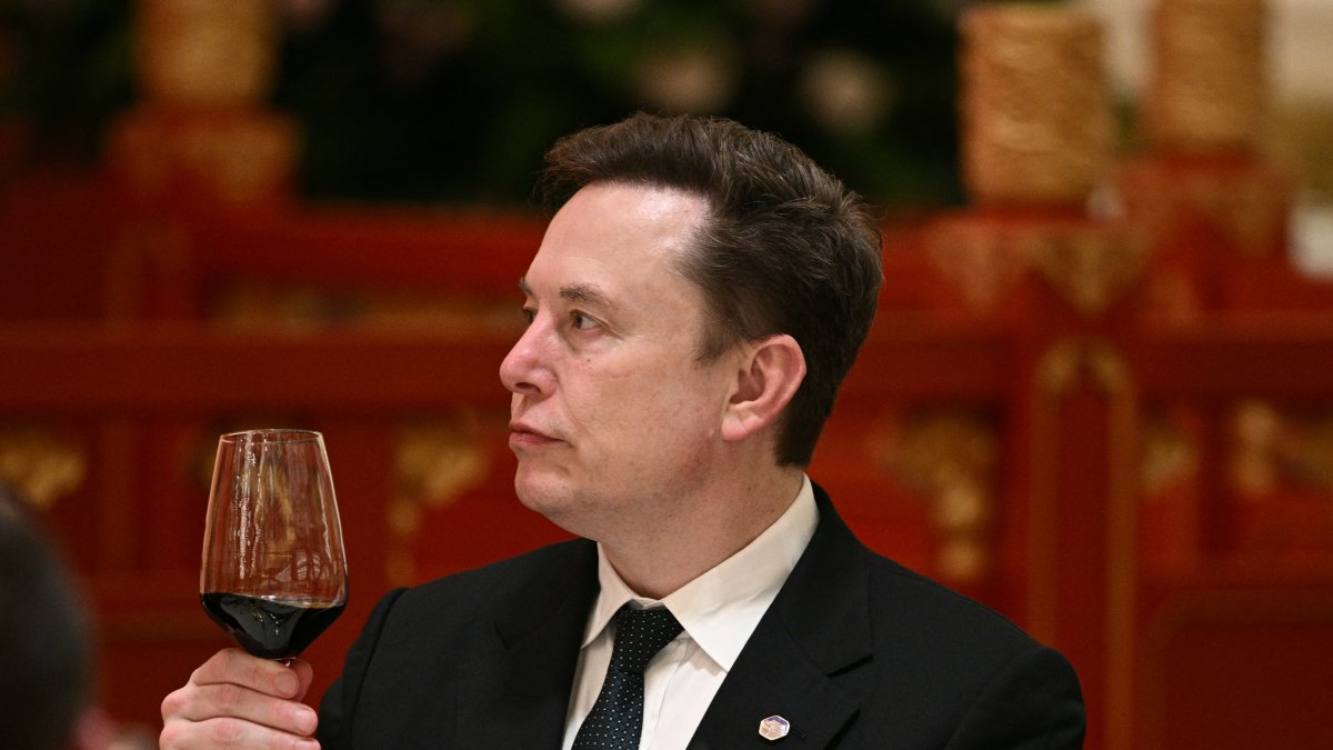 Elon Musk in China during the trip on which he accompanied President Donald Trump in mid-May.