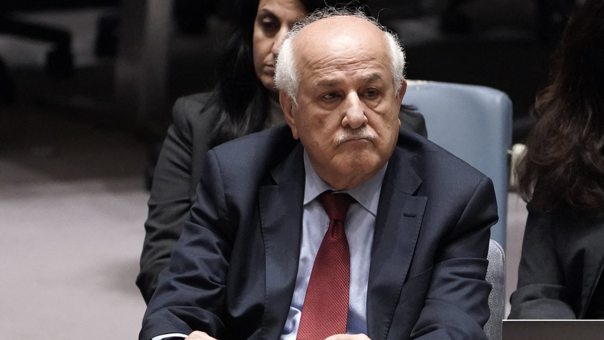 El embajador palestino ante la ONU, Riyad Mansour, en el Consejo de Seguridad de Naciones Unidas