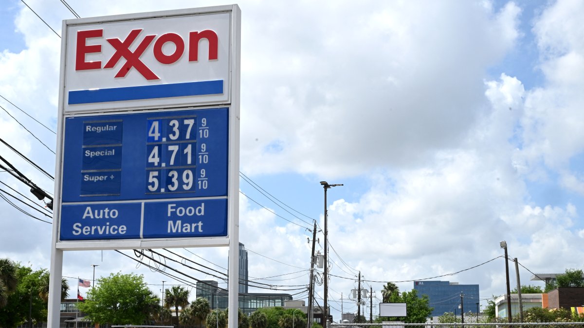 An Exxon Mobile gas station in Houston, in March 2026.