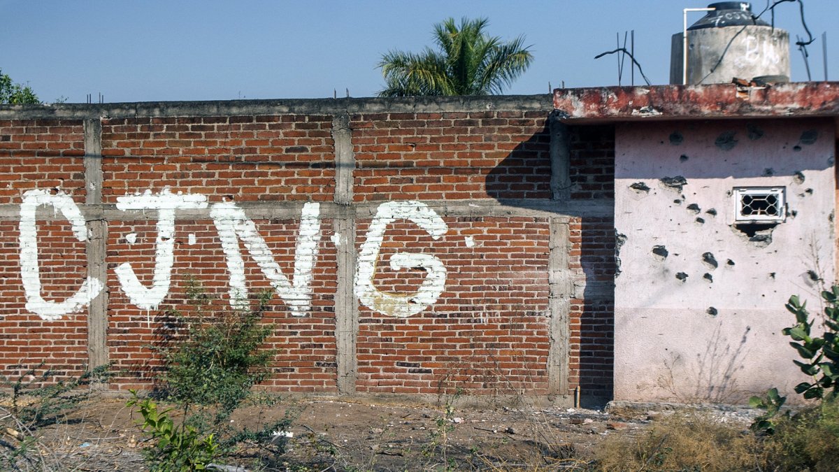 Graffiti of the Jalisco New Generation Cartel. File image