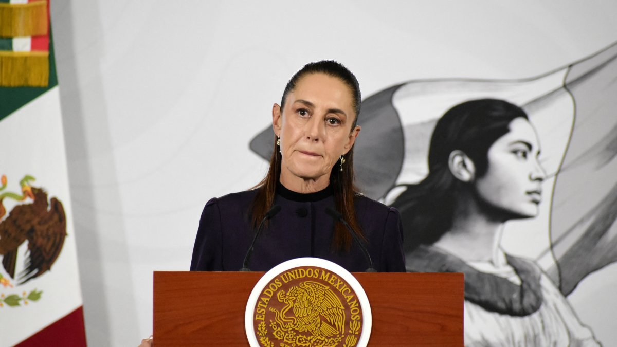 Claudia Sheinbaum, during a press appearance. May 2026
