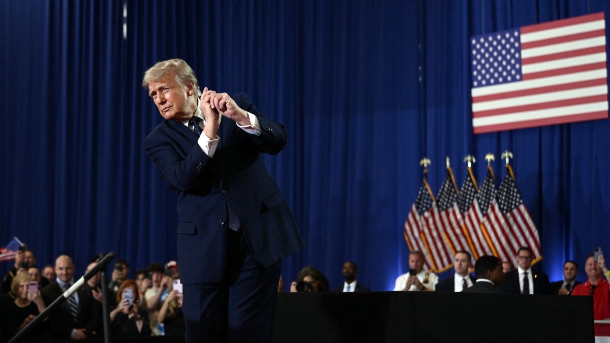 President Trump after his speech at Rockland Community College in Suffern, N.Y., this May 22.