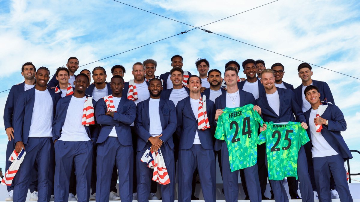 The U.S. national team poses at the call-up announcement event on Tuesday, May 26.
