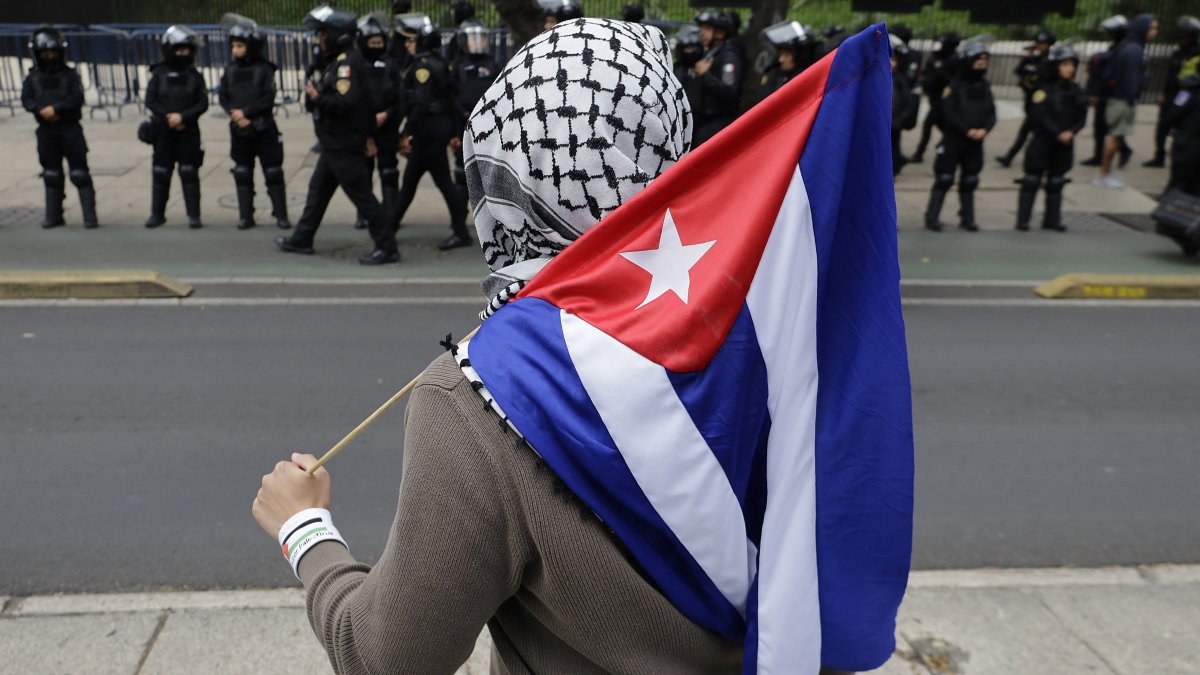 Un manifestante pro-Cuba en una marcha palestina (Archivo)