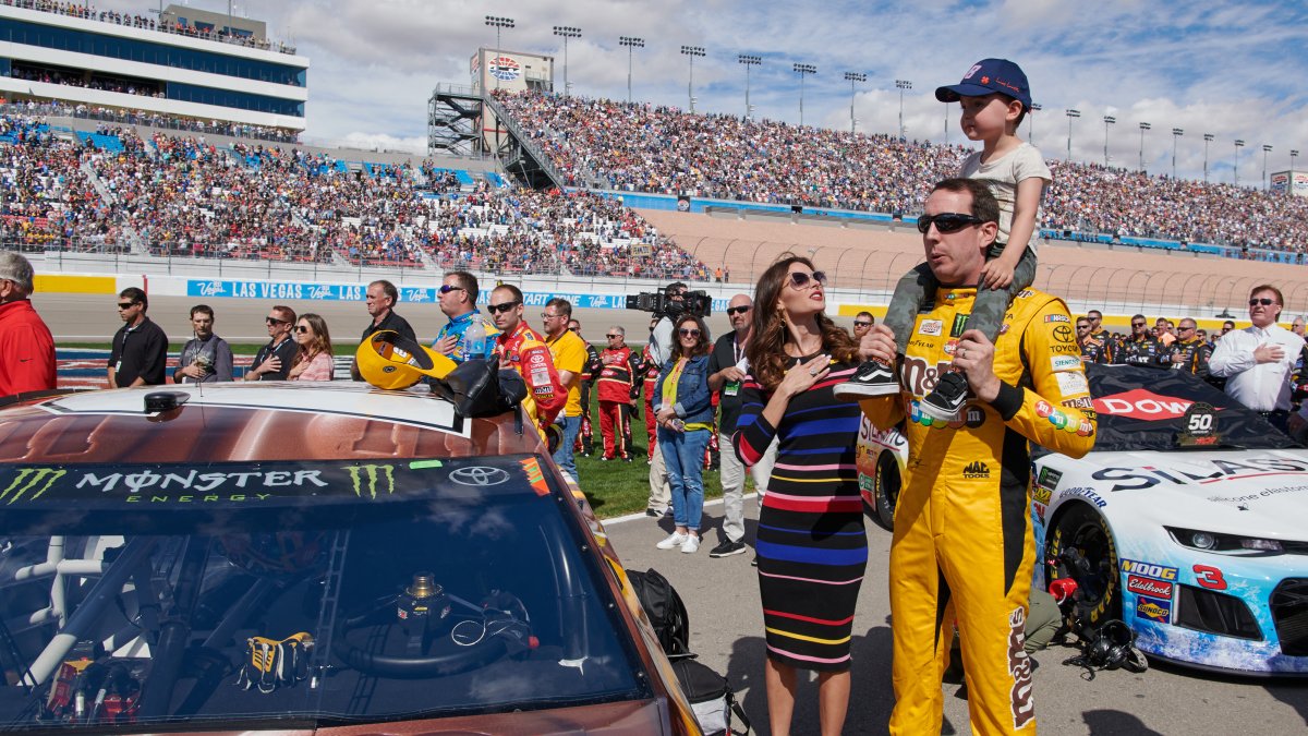 Kyle Busch with his wife and son.