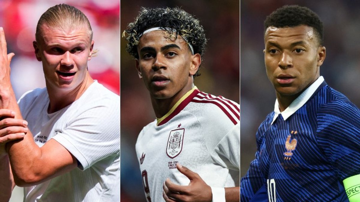 Erling Haaland, Lamine Yamal and Kylian Mbappé