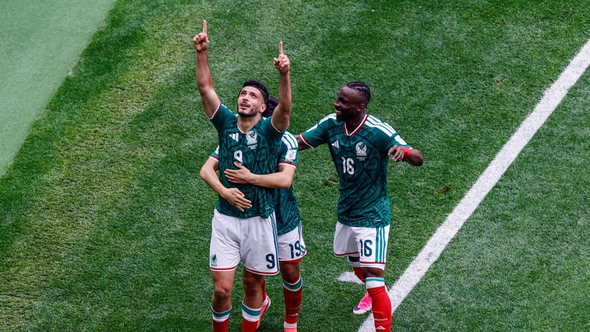 Raul Jimenez celebrates scoring his team's second goal/ Rodrigo Oropeza