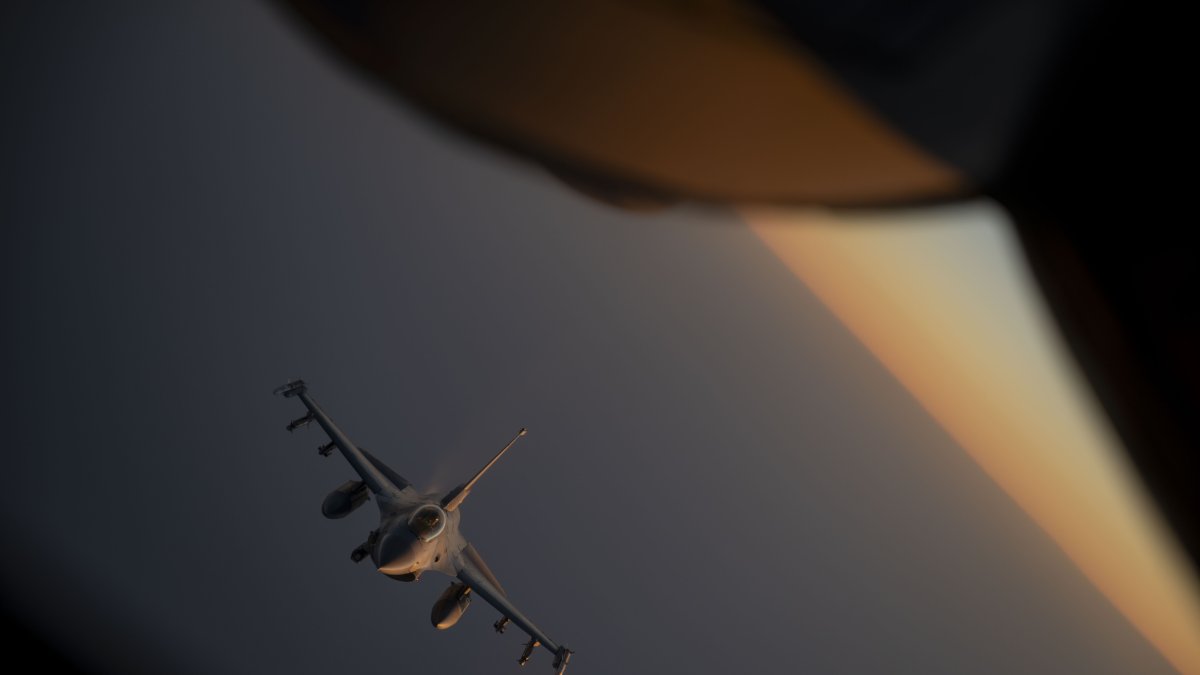 A U.S. F-16 flies over Iran