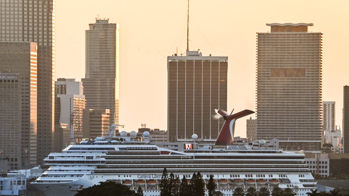 A Carnival Liberty cruise ship docked at the Port of Miami