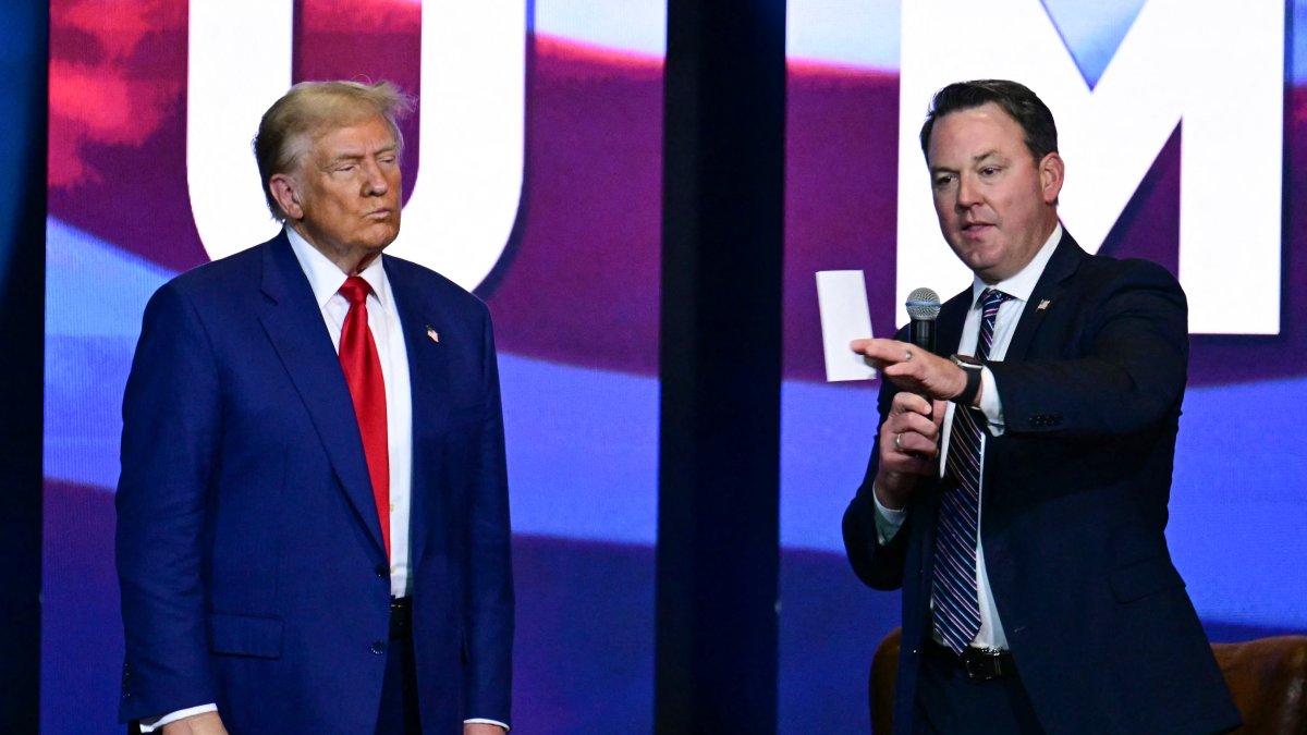 Donald Trump with Burt Jones, Georgia’s lieutenant governor/ Jim Watson