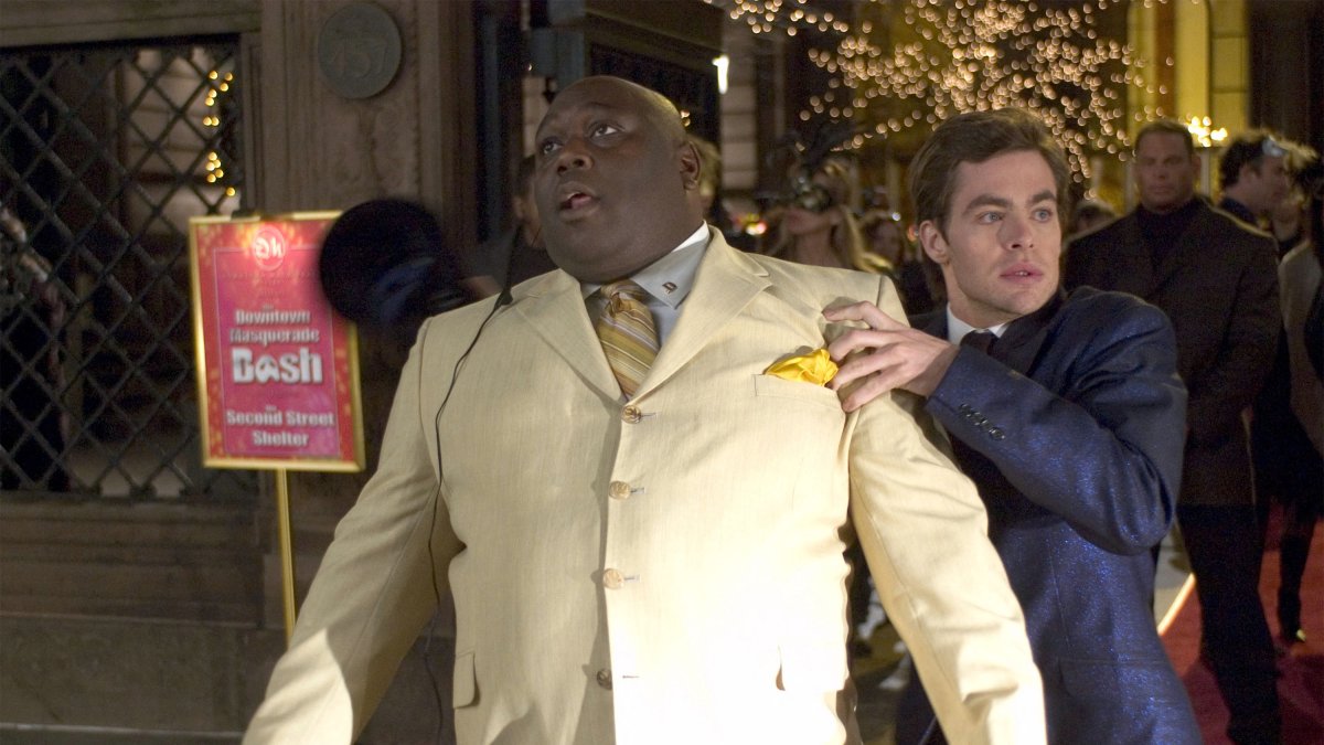 Still from “Just My Luck” (2006). Faizon Love with Chris Pine