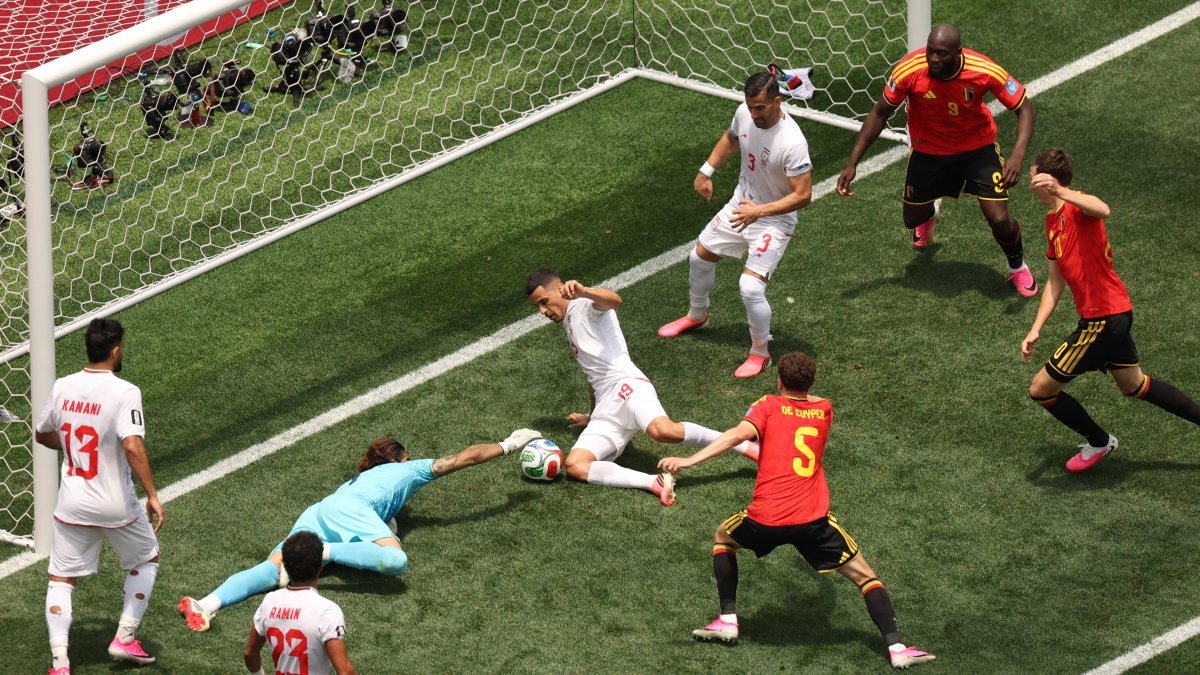 Iranian goalkeeper Beiranvand makes what is considered