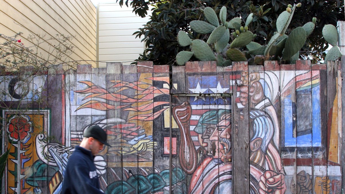 A person walking through the streets of San Francisco
