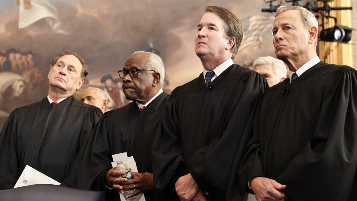 SCOTUS Justices Samuel Alito Jr., Clarence Thomas, and Brett Kavanaugh, along with Chief Justice John Roberts