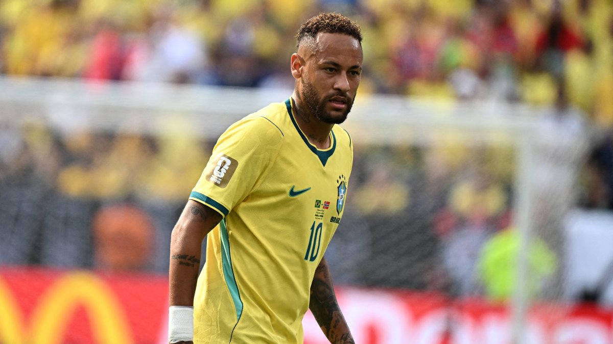 El delantero brasileño n.º 10, Neymar, reacciona durante el partido de octavos de final del Mundial de 2026 entre Brasil y Noruega