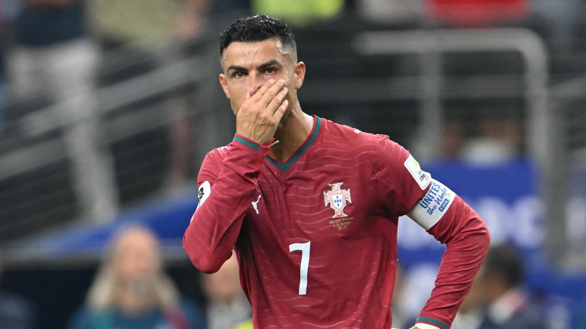 Cristiano Ronaldo, visibly sad after being eliminated from the 2026 FIFA World Cup