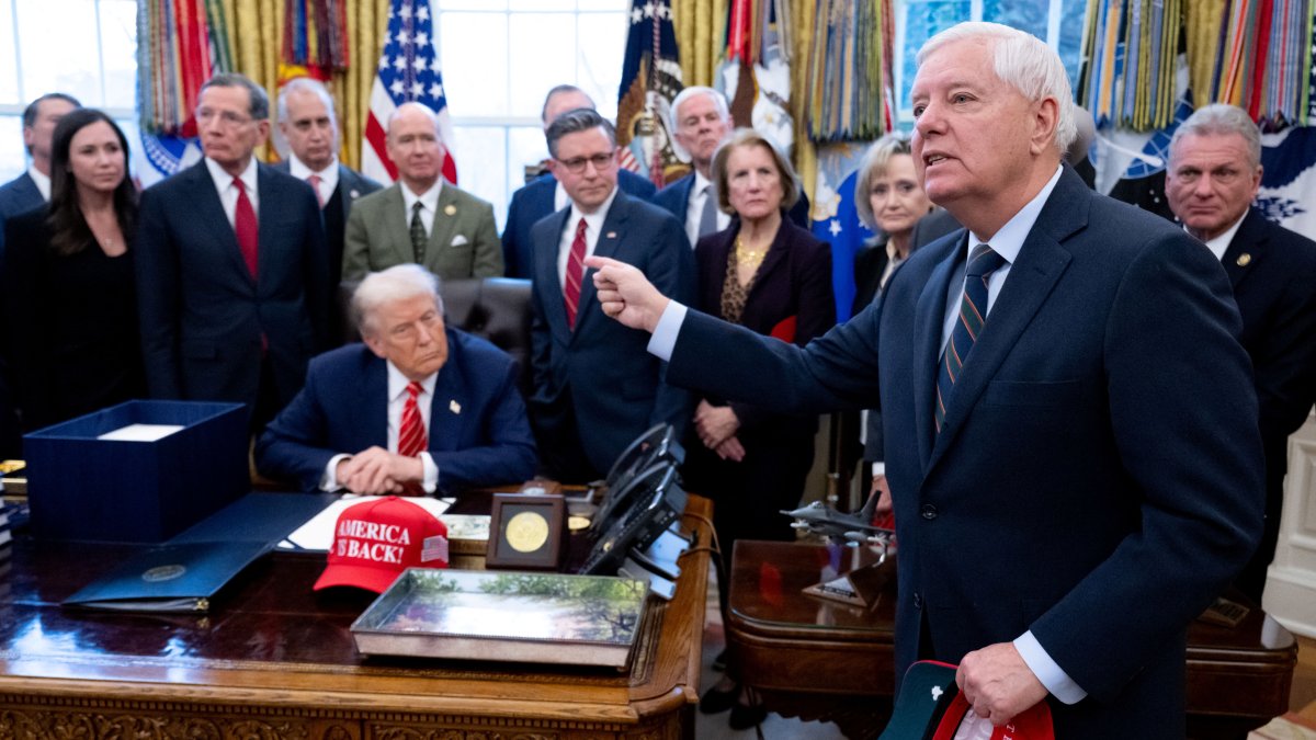 Lindsey Graham in the Oval Office on Feb. 3, 2026.