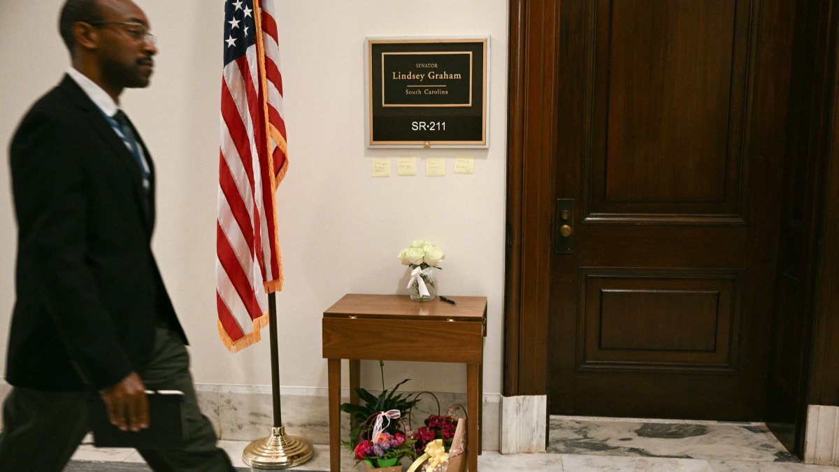 Flowers placed in front of Senator Graham's office on Capitol Hill.
