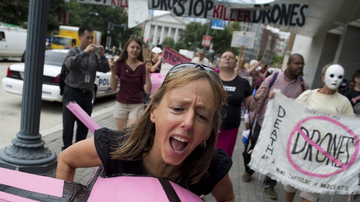 Protestantes del grupo de izquierda Codepink (Imagen de archivo)