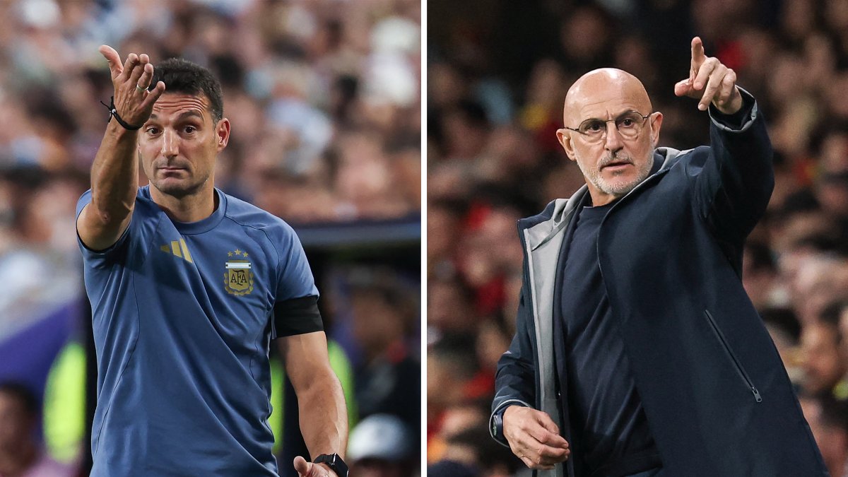 Los técnicos Lionel Scaloni (Argentina) y Luis de la Fuente (España)