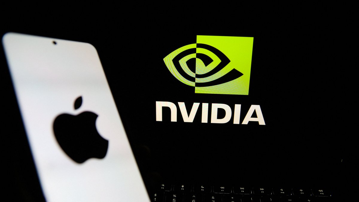 Apple and Nvidia logos. File photo