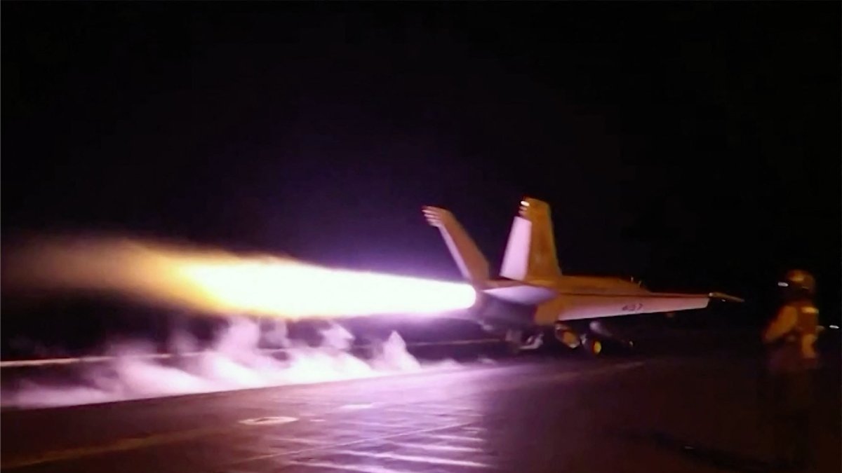 This screenshot, taken on July 22, 2026, from a video released by CENTCOM, shows U.S. forces launching an attack on July 21, 2026.