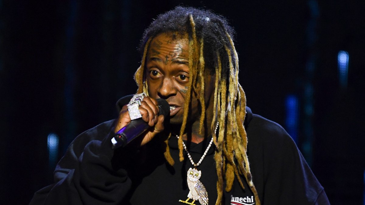Rapper Lil Wayne during a concert in 2023