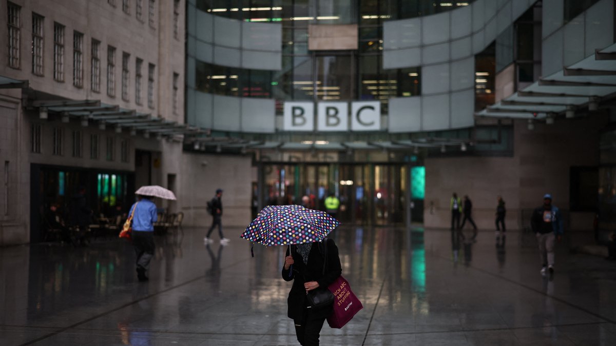 People walking past the BBC building in the U.S. (File photo)