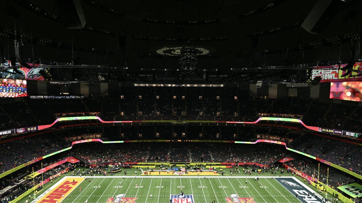 A view of the field before the start of Super Bowl LIX between the Kansas City Chiefs and the Philadelphia Eagles