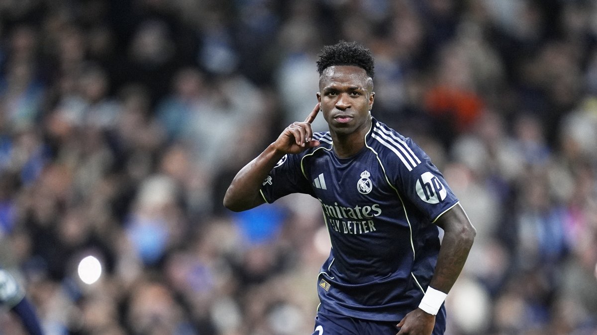 Vinícius Jr. celebrates a goal scored for Real Madrid in 2026